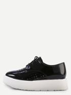 Romwe Black Round Toe Lace-up Thick-soled Sneakers