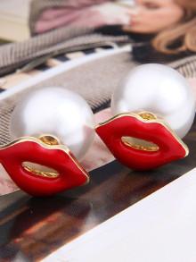 Romwe Lip Design Reversible Stud Earrings