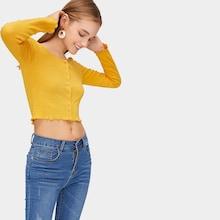 Romwe Ribbed Popper Tee