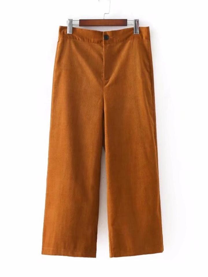 Romwe Wide Leg Corduroy Pants