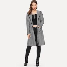 Romwe Open Front Pocket Hoodie Coat