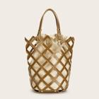 Romwe Caged Satchel Bag With Inner Drawstring Bag