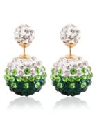 Romwe Rhinestone Ball Double Sided Stud Earrings - Green
