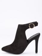 Romwe Faux Suede Pointed-toe High Vamp Pumps - Black