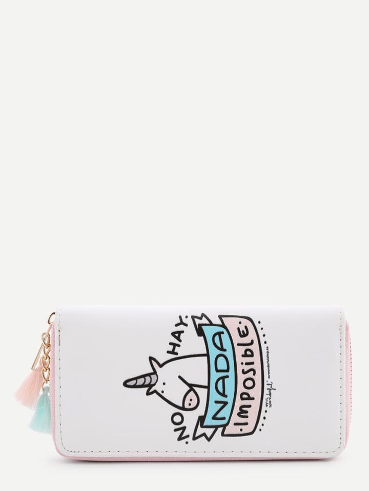 Romwe Cartoon Pattern Pu Wallet