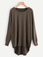 Romwe High Low Oversized Batwing Top
