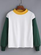 Romwe Women Color-block Loose Sweatshirt