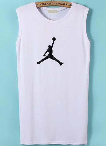 Romwe Slam Dunk Print White Dress