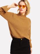 Romwe High Neck Fluted Sleeve Knit Sweater