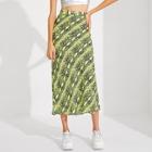 Romwe Neon Lime Snakeskin Skirt