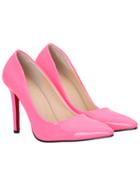 Romwe Pink High Heel Point Toe Pu Pumps