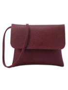 Romwe Embossed Snap Button Closure Flap Bag - Burgundy