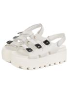 Romwe White Thick-soled Vintage Pu Sandals