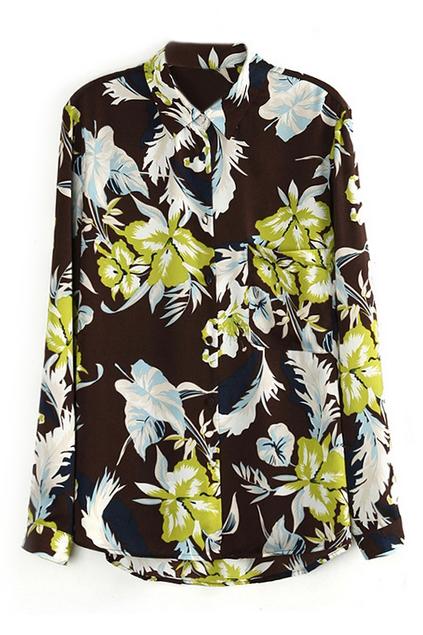 Romwe Romwe Asymmetric Floral Print Loose Shirt