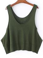 Romwe Army Green Round Neck Loose Camis Top