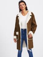 Romwe Faux Fur-trimmed Coat