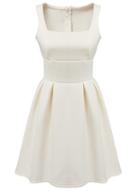 Romwe Sleeveless Pleated Slim White Dress