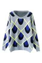 Romwe Check Color Block Loose Jumper