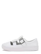 Romwe White Round Toe Buckle Cutout Thick-soled Sneakers