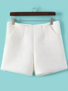 Romwe Vintage Lace Straight White Shorts