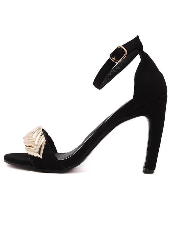 Romwe Black Peep Toe High-heeled Pumps