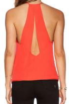 Romwe Deep V Neck Chiffon Red Cami Top