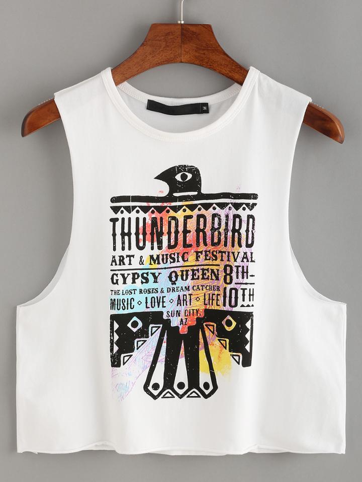 Romwe Thunderbird Print Tank Top