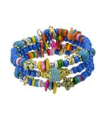 Romwe Blue Wood Beads Bracelet