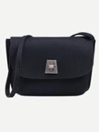Romwe Black Pebbled Faux Leather Turnlock Flap Bag