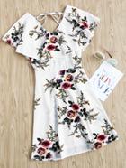 Romwe V Neckline Floral Print Layered Dress