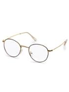 Romwe Gold Metal Frame Round Clear Lens Glasses
