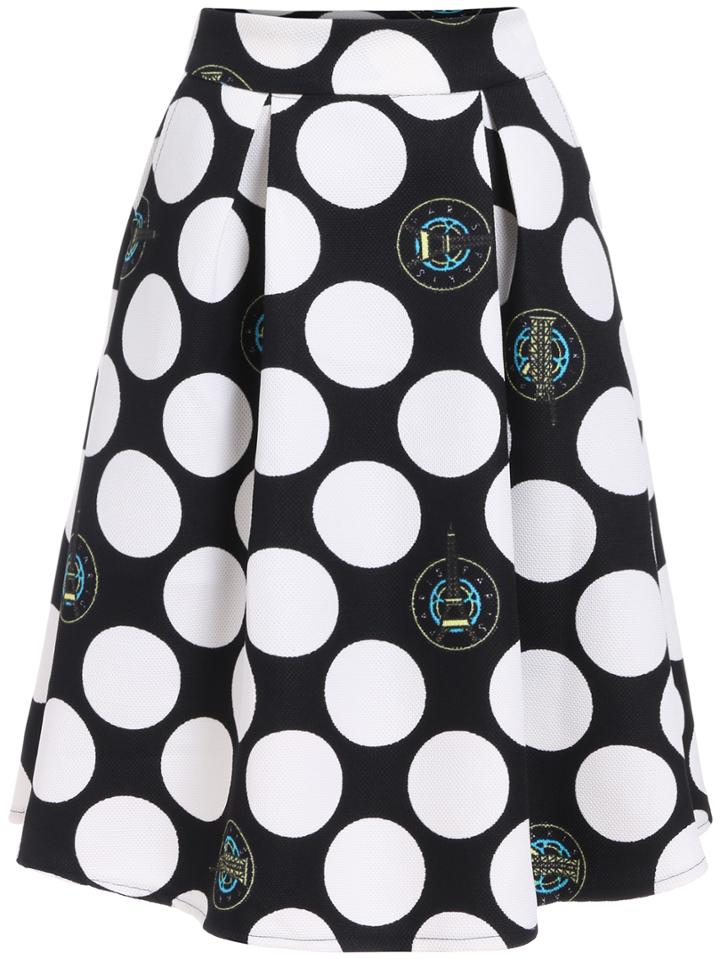 Romwe Polka Dot Black Skirt