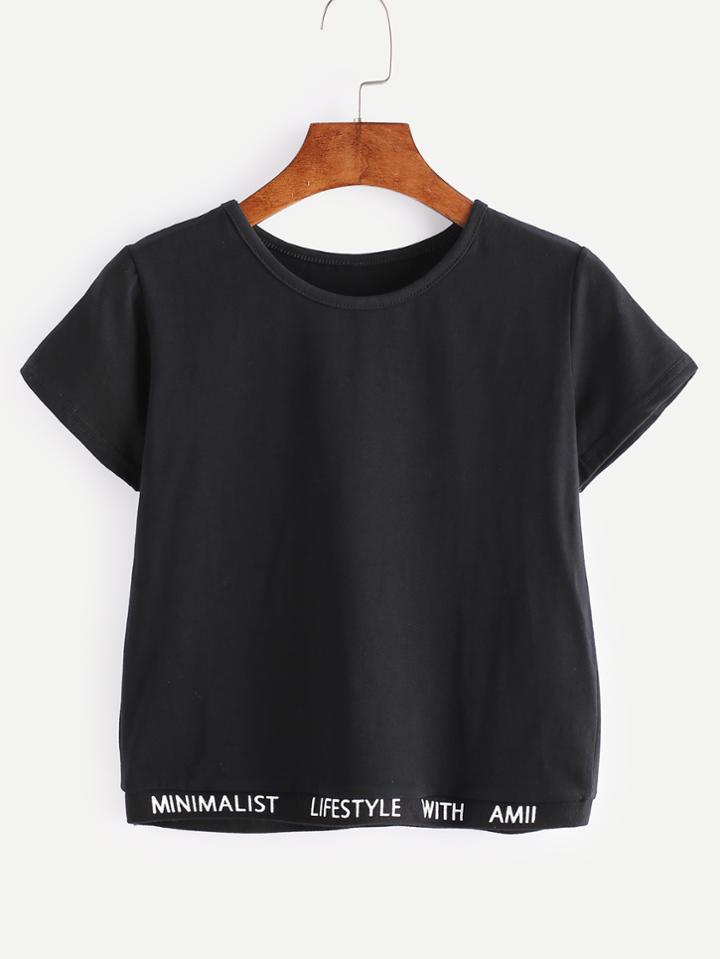 Romwe Graphic Print Hem T-shirt