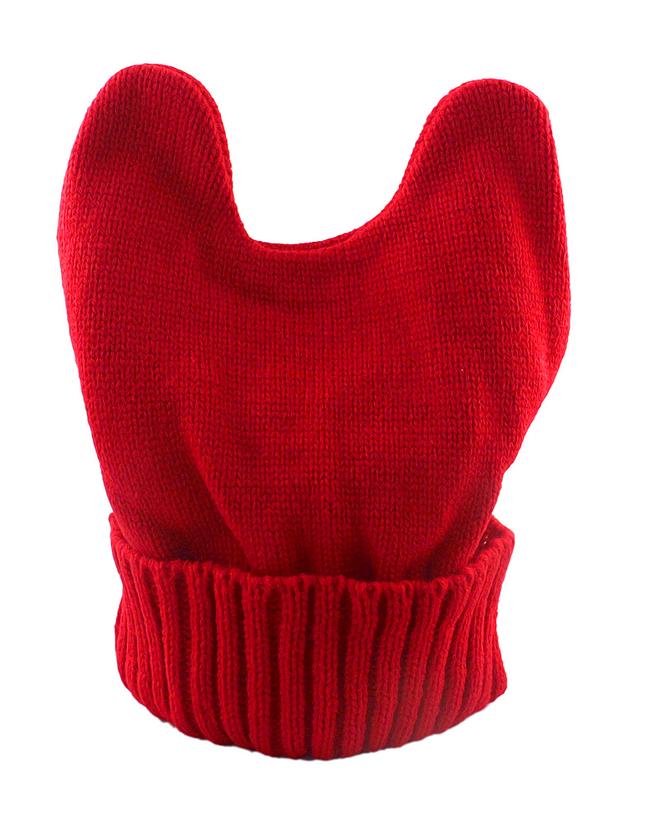 Romwe New Model Red Woolen Knitted Ears Shape Fancy Beanie Women's Hat