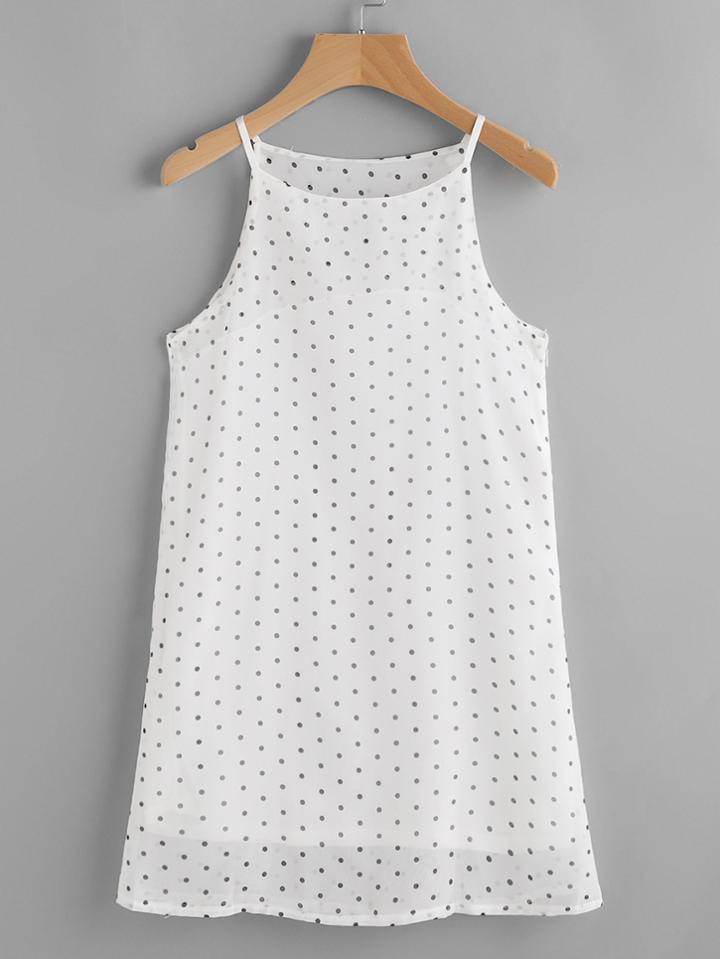 Romwe Textured Dots A-line Cami Dress