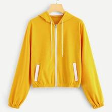 Romwe Zip Up Drawstring Hoodie