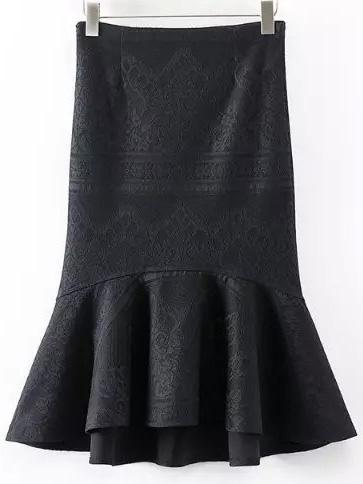 Romwe Ruffle Hem Lace Skirt