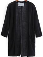Romwe With Pockets Knit Loose Black Cardigan
