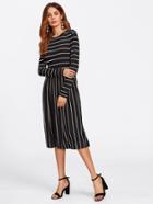 Romwe Mixed Striped Tee Dress