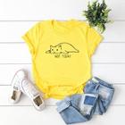 Romwe Neon Yellow Cat And Letter Print Tee