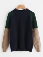 Romwe Contrast Raglan Sleeve Sweater