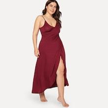 Romwe Plus Split Hem Wrap Cami Dress