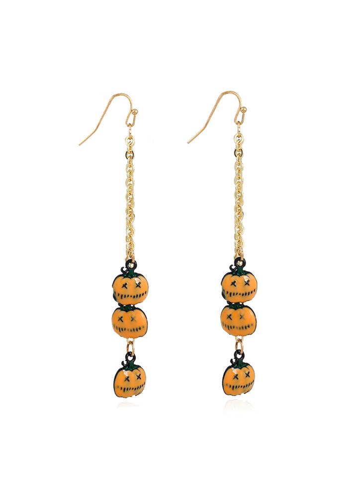 Romwe Pumpkin Design Drop Earrings