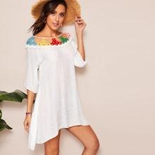 Romwe Circle Crochet Insert Cover Up Top