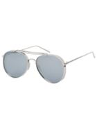 Romwe Silver Thick Frame Double Bridge Retro Style Sunglasses