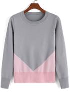Romwe Round Neck Grey Sweater