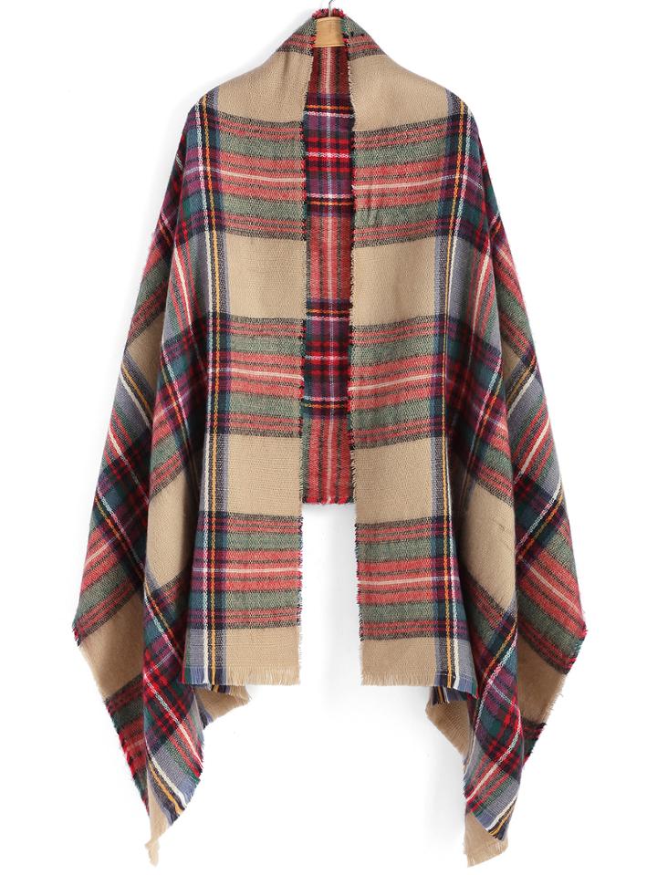Romwe Checkered Patchwork Scarf