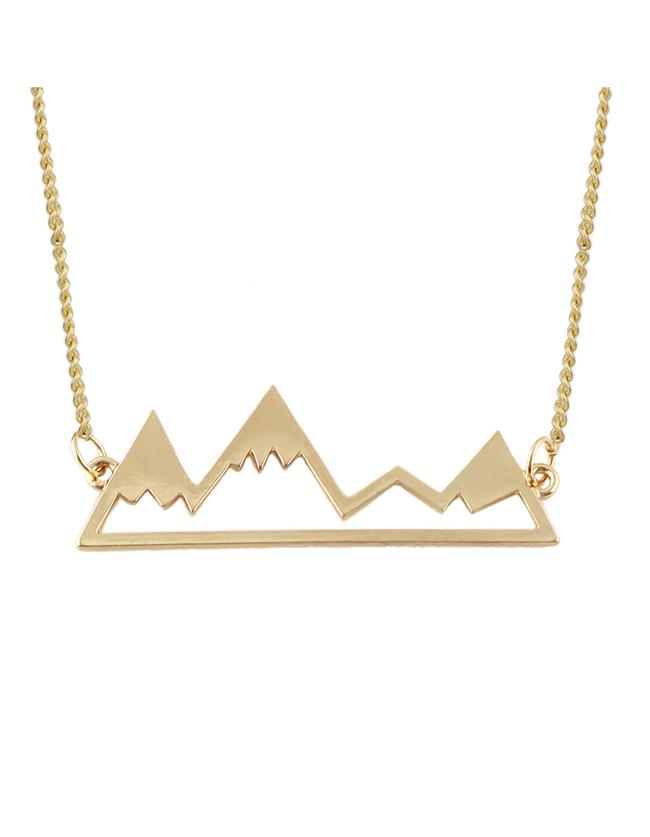 Romwe Gold Simple Alloy Short Mantain Shape Pendant Necklace