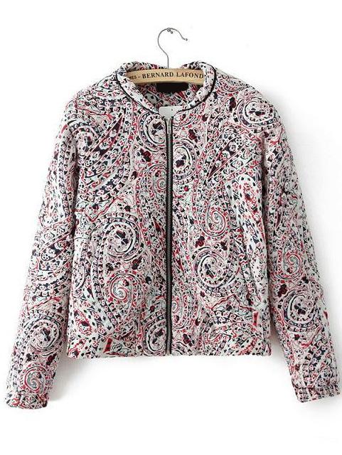 Romwe With Zipper Paisley Print Coat