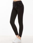 Romwe Black Asymmetric Hem Ankle Jeans